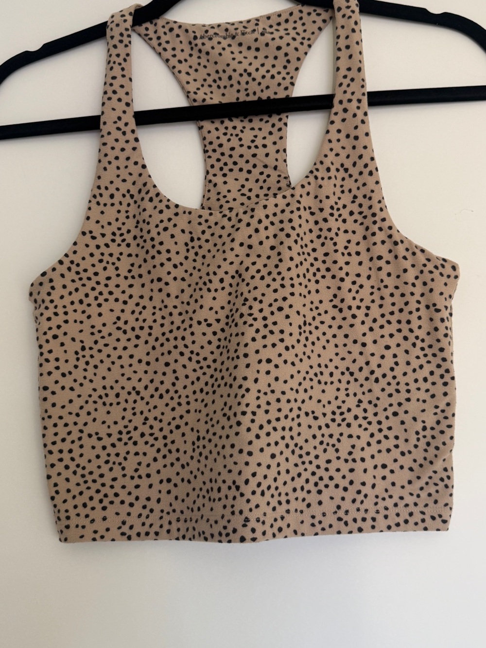 Abercrombie & Fitch Tan Crop Racerback Tank with Black Speckle